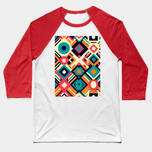 A retro-inspired pattern featuring bold colors and geometric shapes reminiscent of the 1970s Baseball T-Shirt